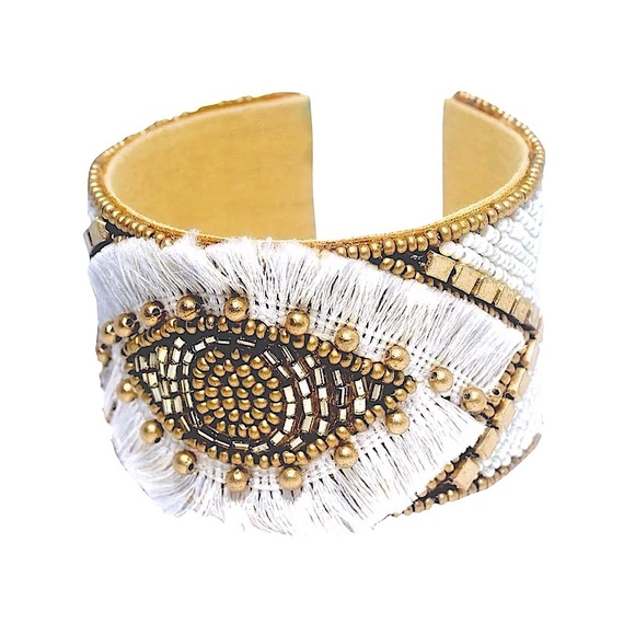 CORE White Evil Eye Bracelet with Gold & Silver Beads, Tassels & Embellishments - Picture 3 of 5